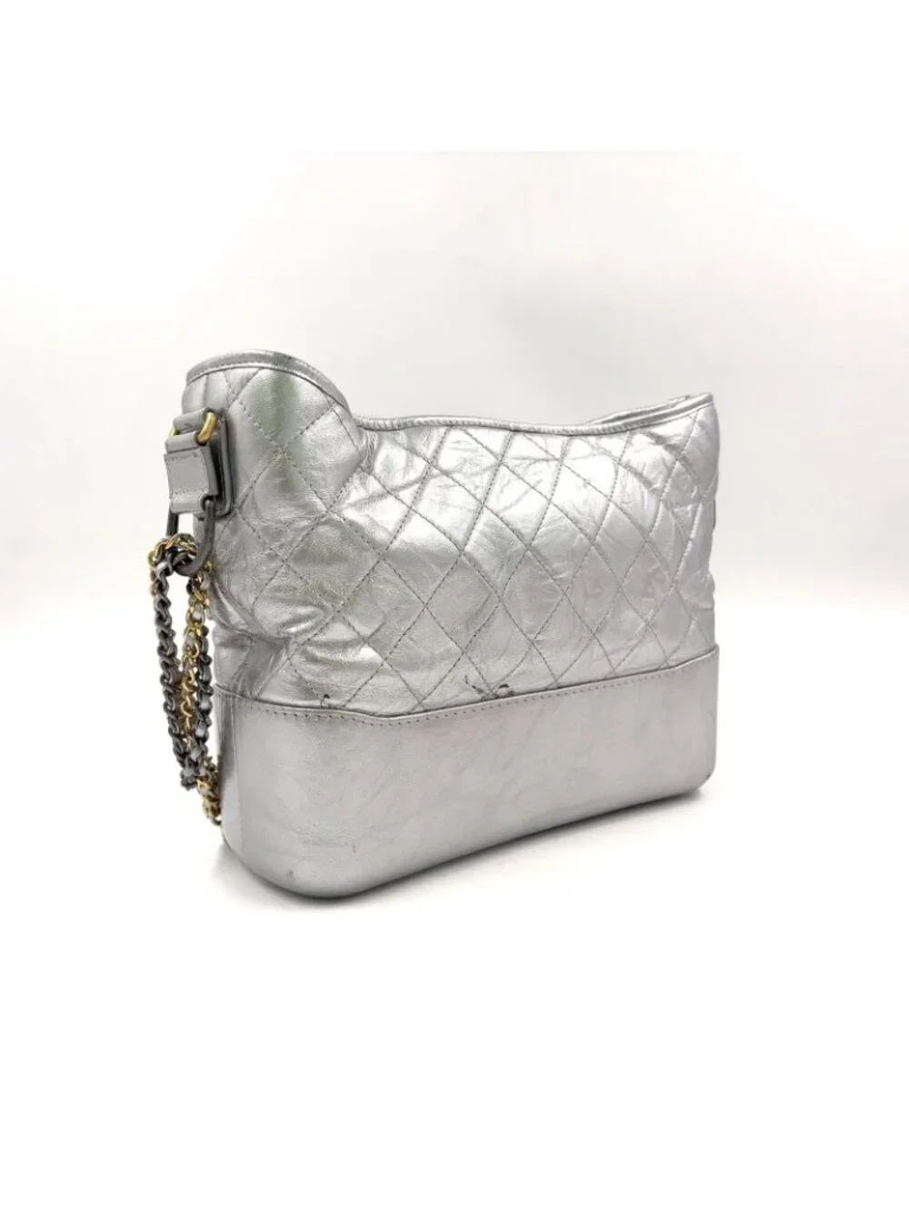 Chanel Gabrielle Calfskin Silver Chain Shoulder Bag Gold
